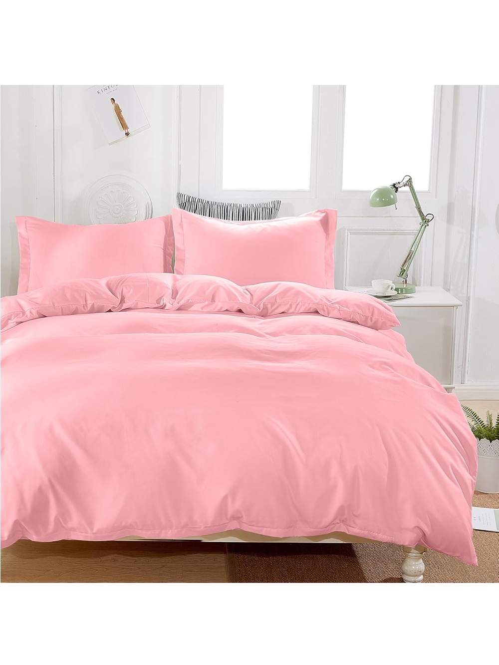 NEW Pink Duvet Cover Set Full Size. One Duvet Cover 80x90 + 2 Pillow Shams - Picture 2 of 3